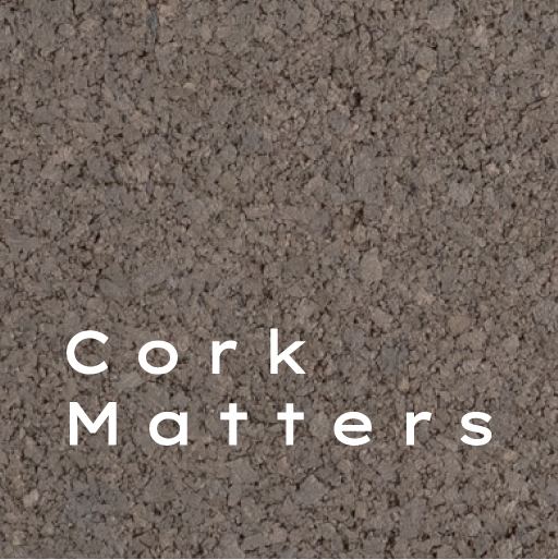 Cork Matters logo on Smoke Grey cork