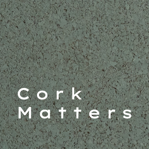 Cork Matters logo on Spring Green cork